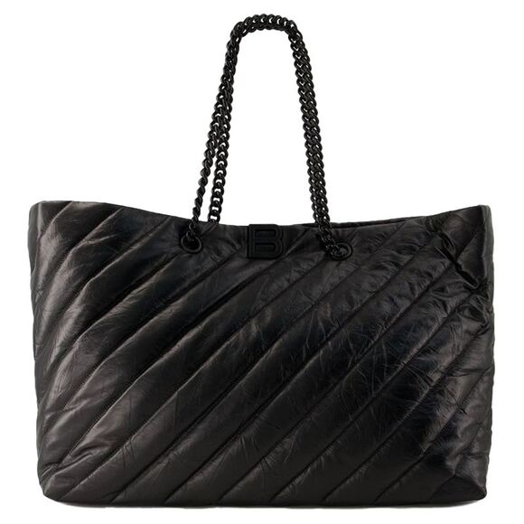 Crush Carry All L Shopper Bag - Balenciaga - Leather - Black - Picture 1 of 4